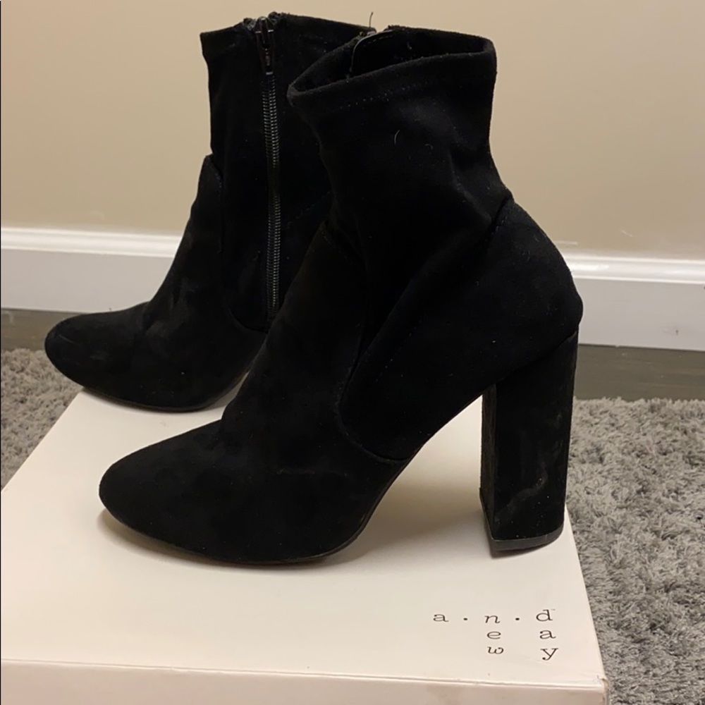 Black suede booties Sz 7.5